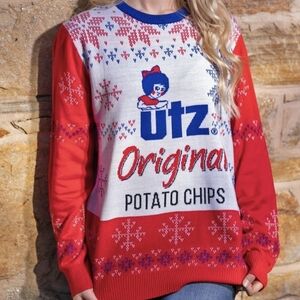 25. NWT Route One Utz Original Potato Chip Christmas Fair Isle Sweater XL 16 18
